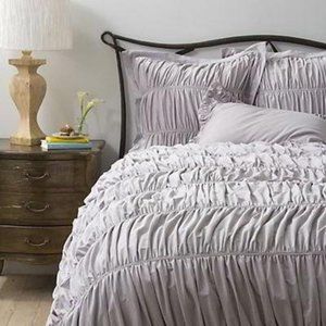 Anthropologie Grey Cirrus Duvet Cover & Euro Shams